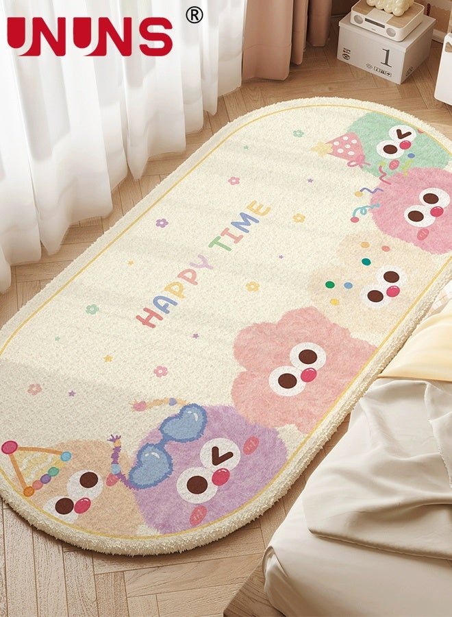 UNUNS Bedroom Mat,Cartoon Bedroom Rug,Comfortable And Soft Faux Cashmere Rug,Area Rugs for Bedroom,Cute Carpet Kid Funny Cartoon Rugs,Room Decor(smile,60*120cm) - Image 2